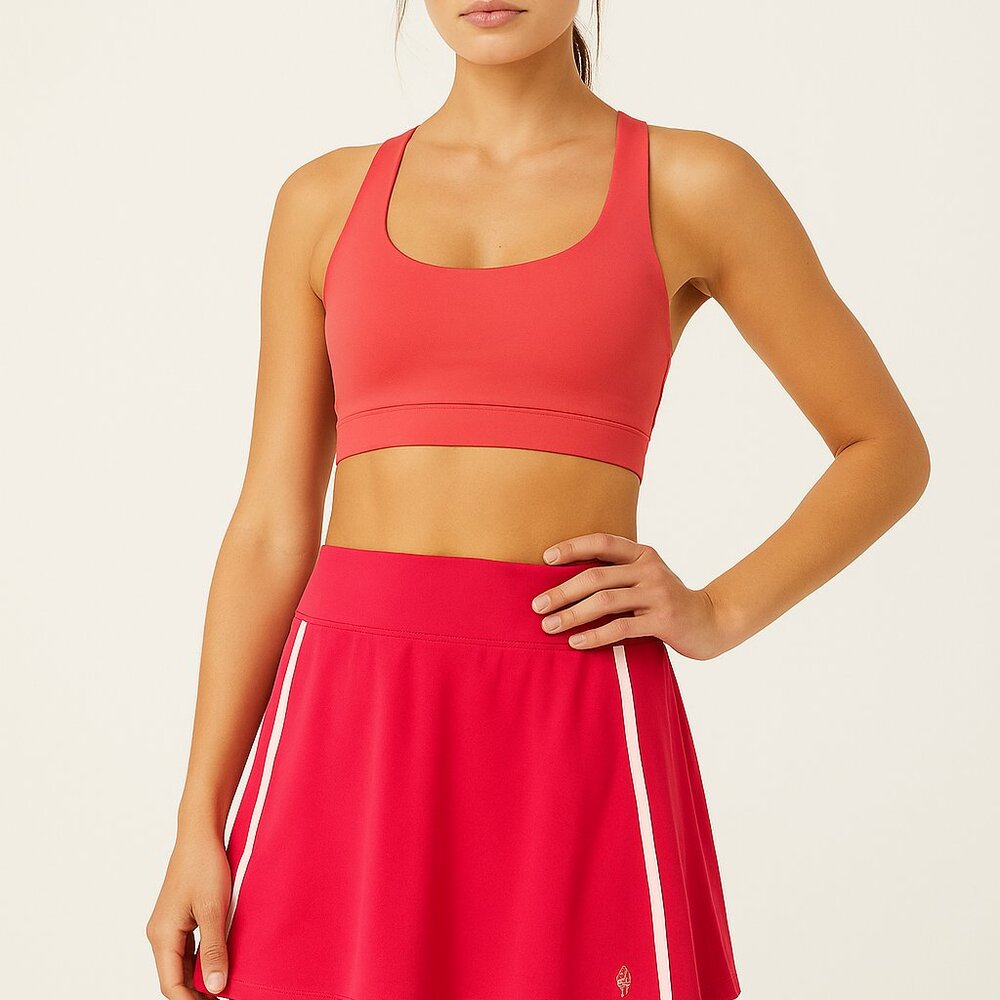 Free People Movement Skirt Shorts Pink White Trim Athletic Skort – Women’s L NWT